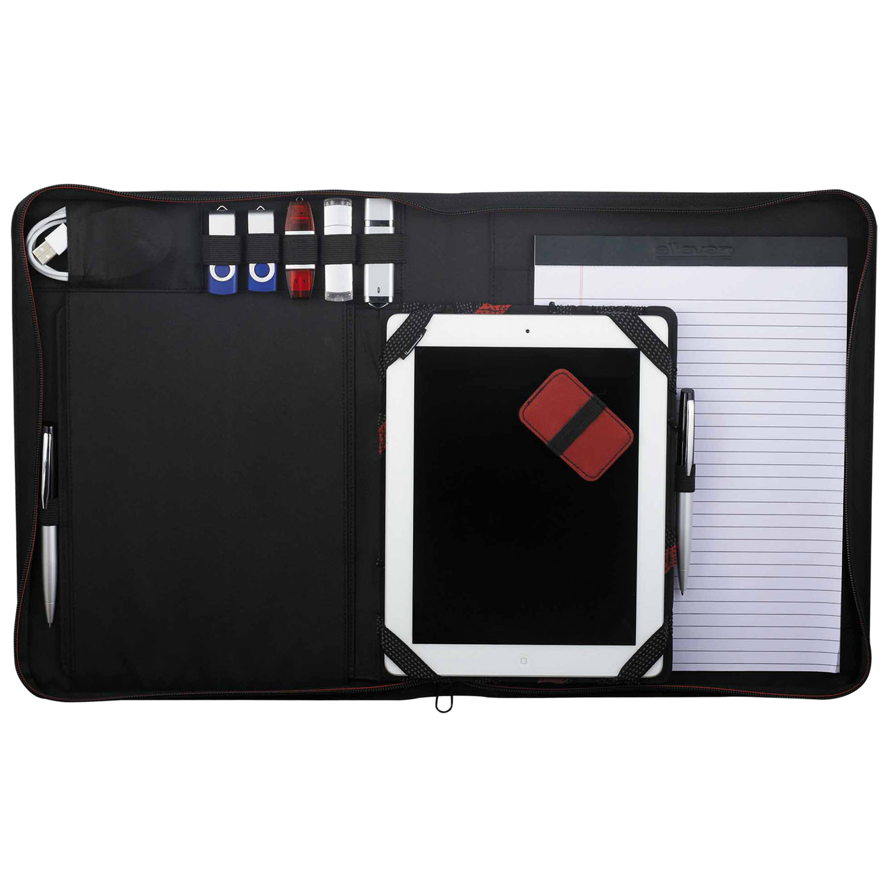 EL017-elleven-vapor-zippered-padfolio-tech-trap-with-device Tech Trap Holds IPad/Tablet