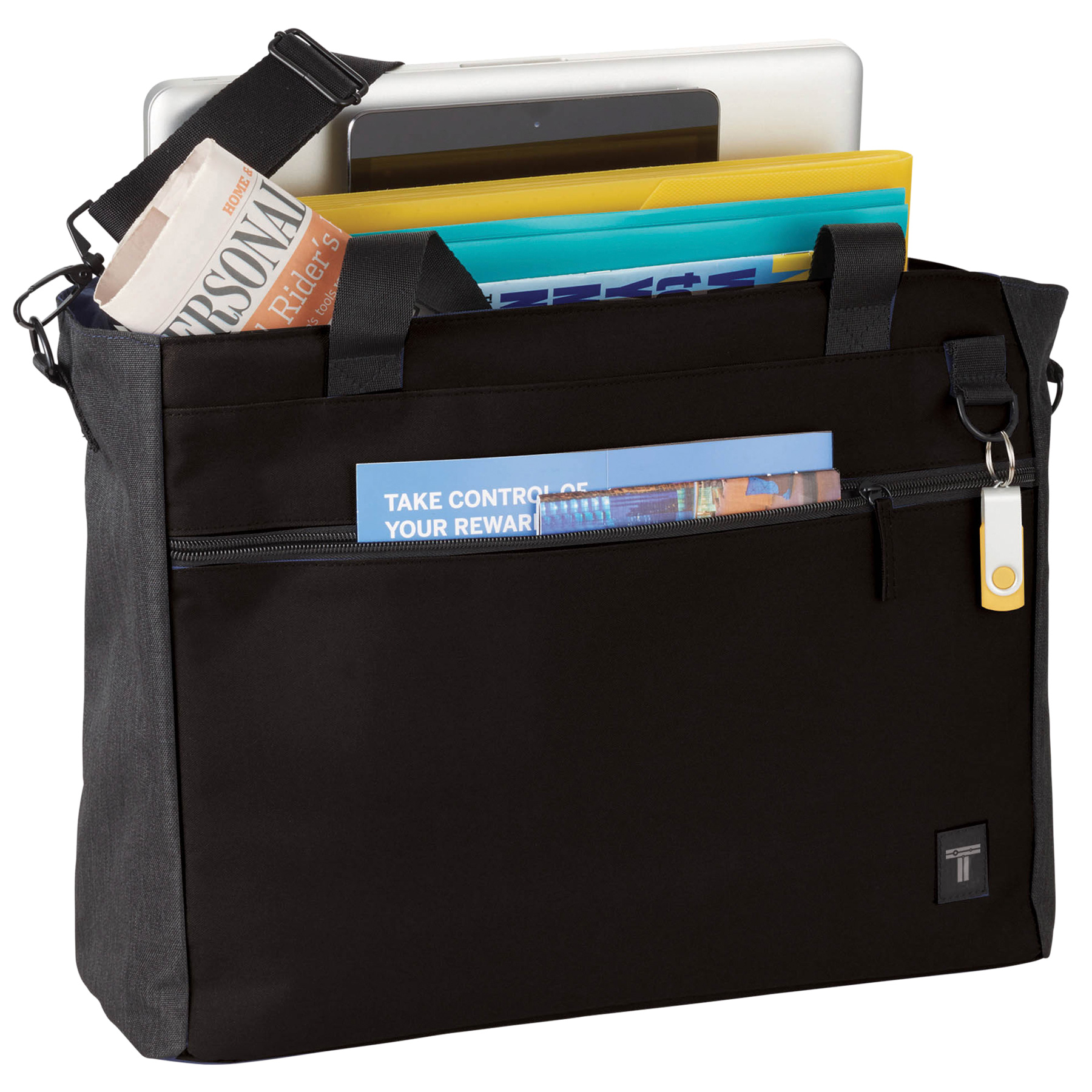 TZ1002-tranzip-brief-15”-computer-tote-right-lifestyle Open