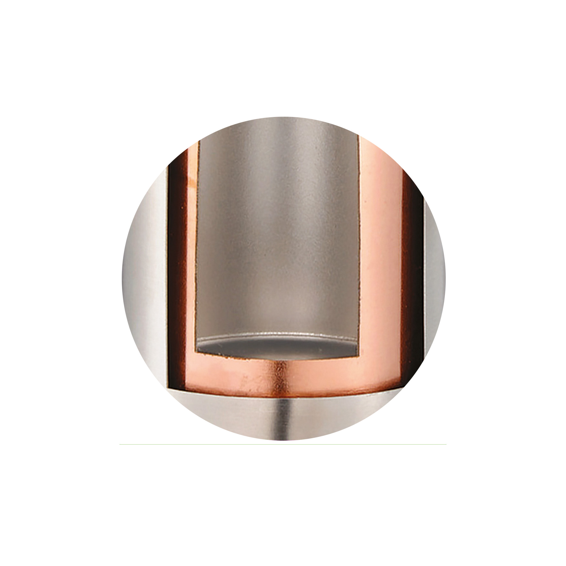copper-plated Copper plated internal wall