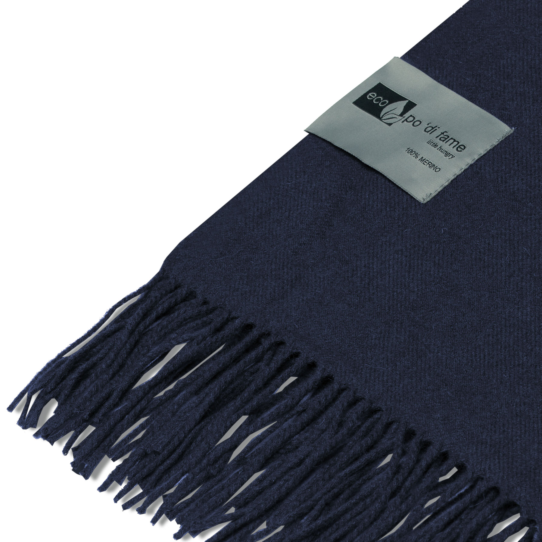 mt-lodge-merino-blanket-navy-eco-po-di-fame-woven-label Delicate Herringbone Weave