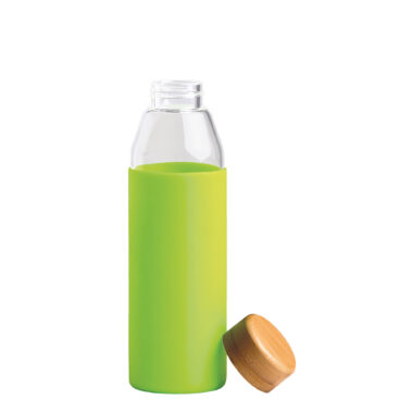 Lime Green Orbit Glass Bottle - Lid Off