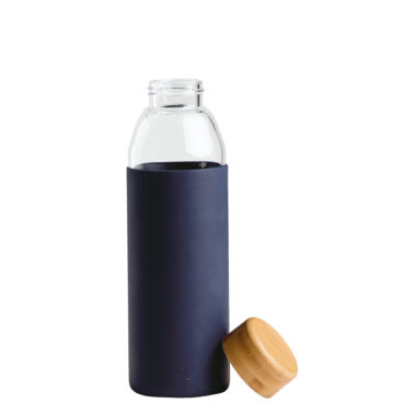 Navy Orbit Glass Bottle - Lid Off