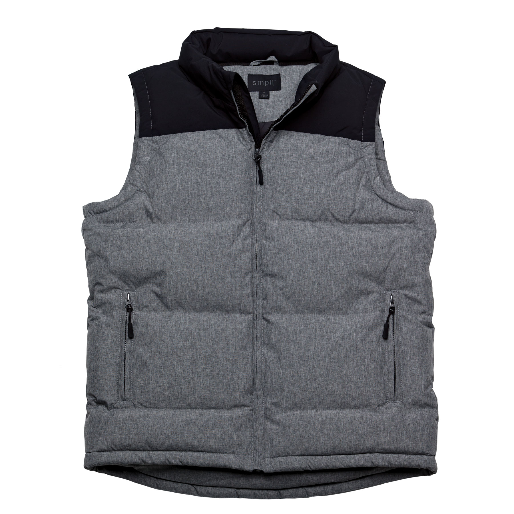 smpli-mens-grey-melange-axle-puffa-vest-mannequin Grey Melange/Black - Size S-5XL