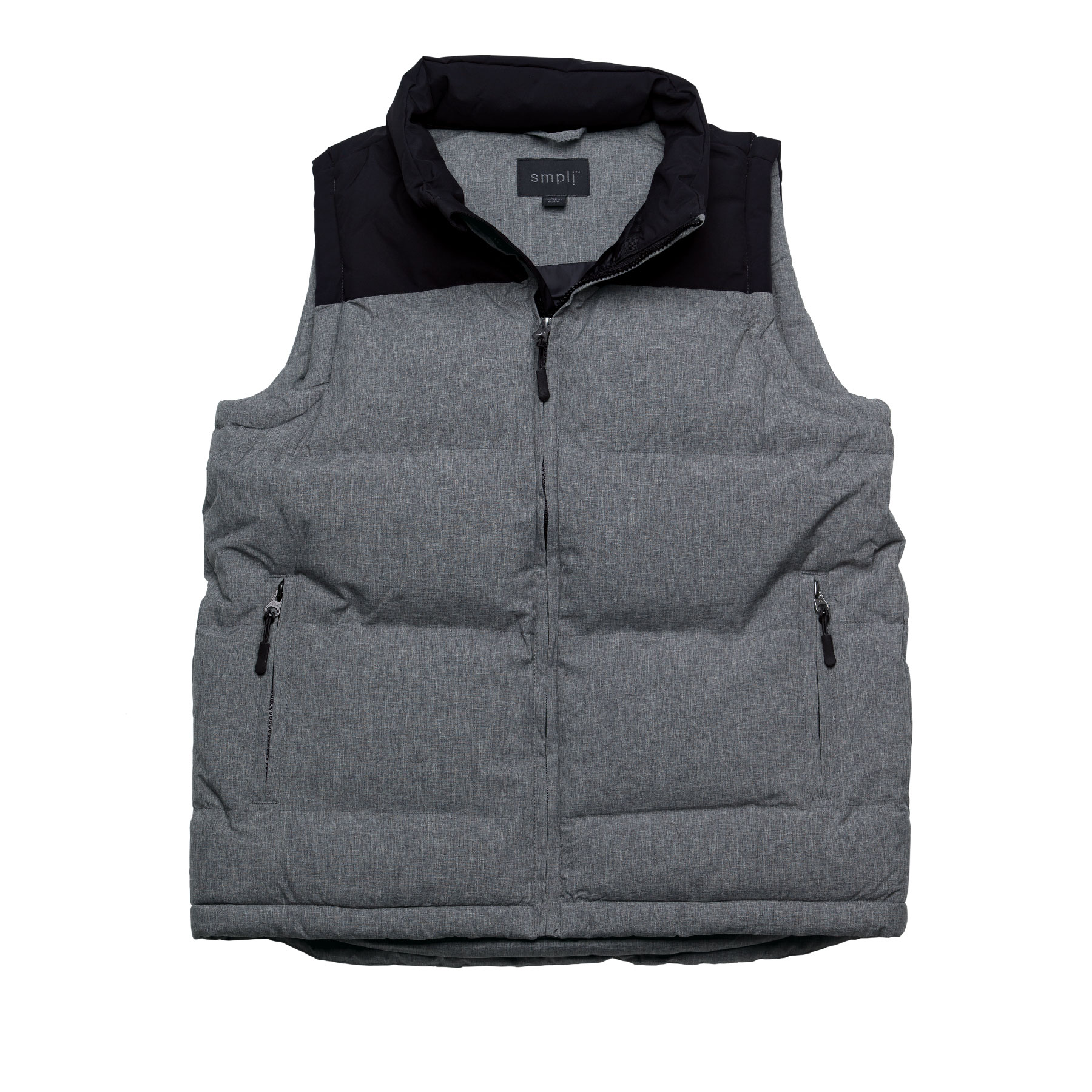 smpli-womens-grey-melange-axle-puffa-vest-mannequin Grey Melange/Black - Size XXS-XS