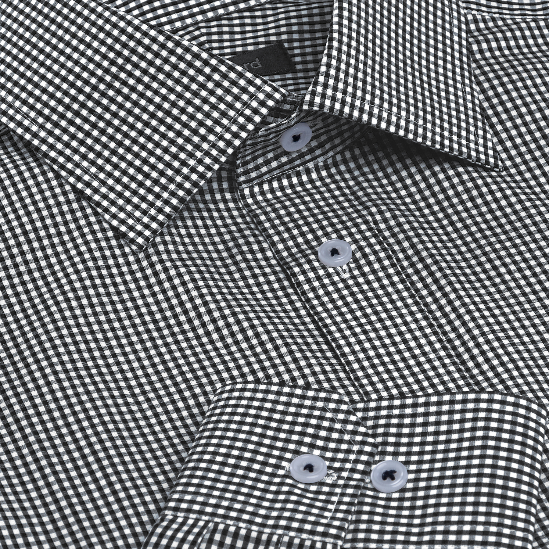 the-kingston-check-shirt-black_white---mens-detail Collar and Cuff Detailing