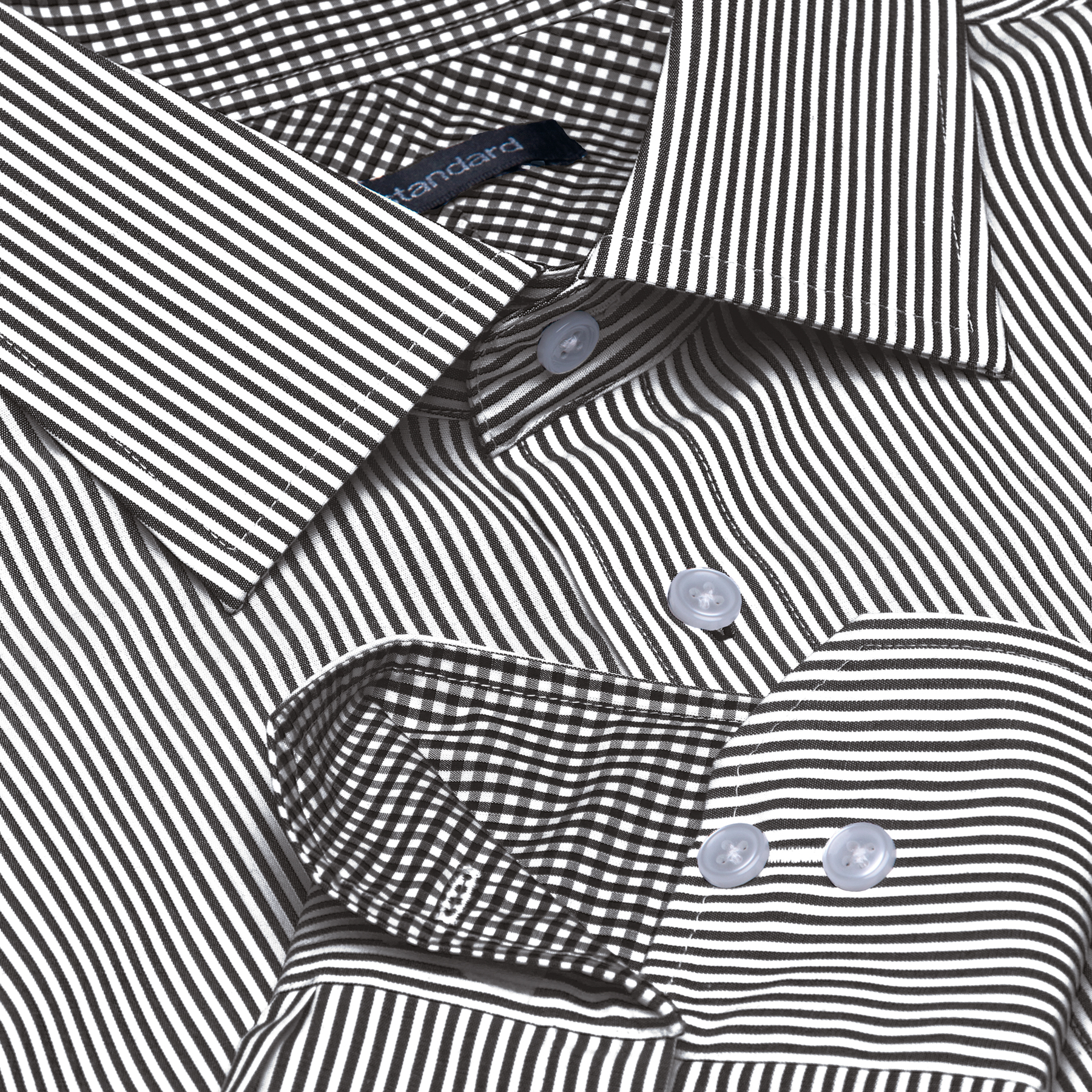 the-wynyard-stripe-shirt-black_white---mens-detail Collar and Cuff Detailing
