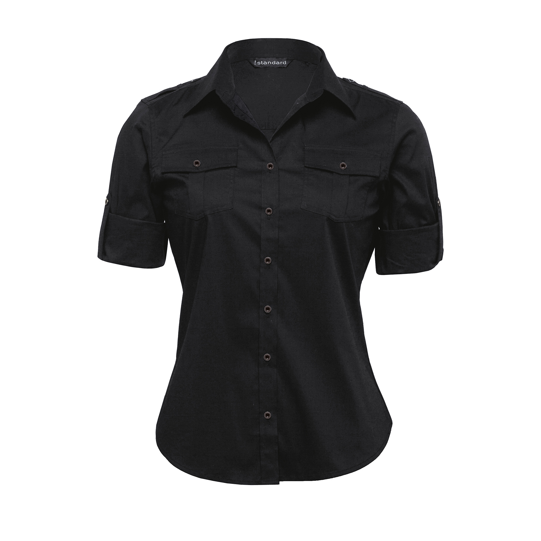 womens-the-protocol-shirt-(sleeves rolled up)-black Black - sleeves rolled up
